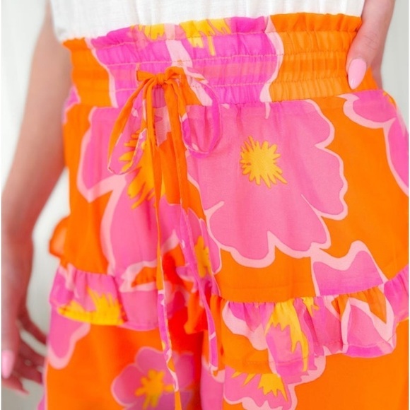 NWT WHITE BIRCH Floral Printed Women’s Shorts Size Large Ruffles Pull on casual - Picture 5 of 14